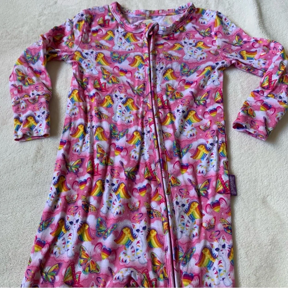 Posh Peanut Pink Lisa Frank Rainbow Zip Sleeper Size 9/12 Months - Picture 1 of 9